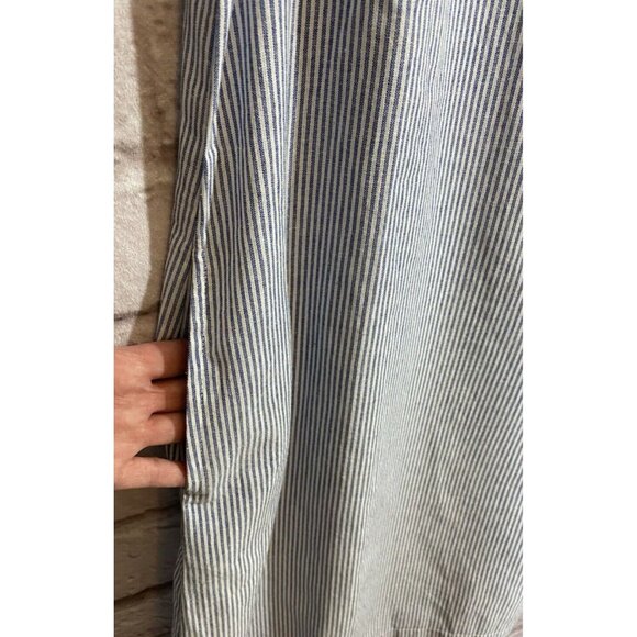 Country Store Catalog Embroidered Striped Poplin Dress Large Cotton Pockets 9876 - Picture 5 of 6